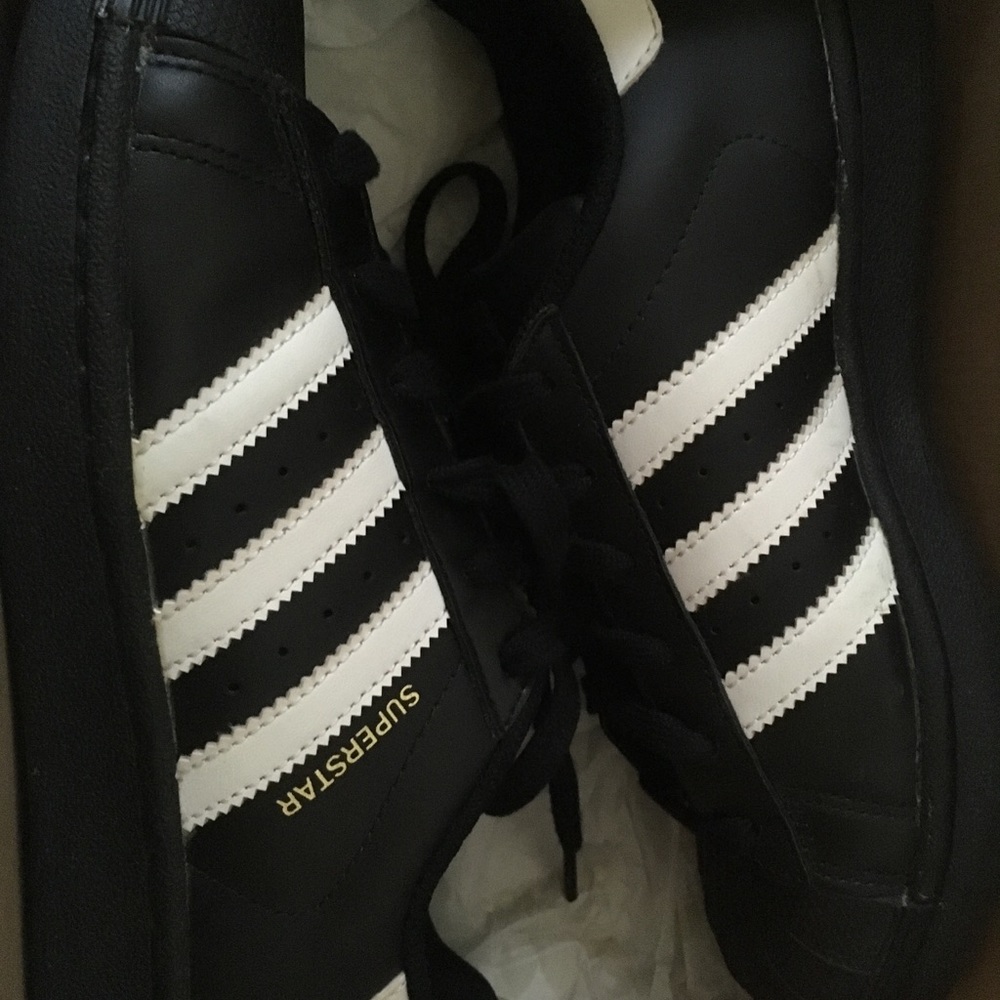 Black/White/Gold Shell toe Adidas